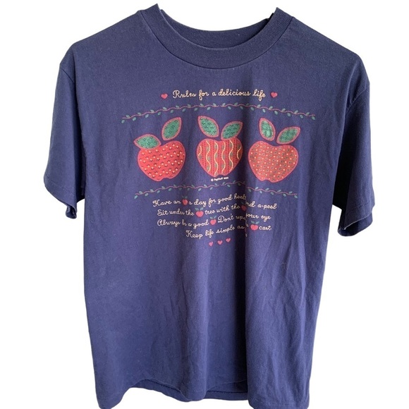 Vintage Rules for a Delicious Life Apple 1995 Tee Shirt Size Medium Adult - Picture 1 of 7
